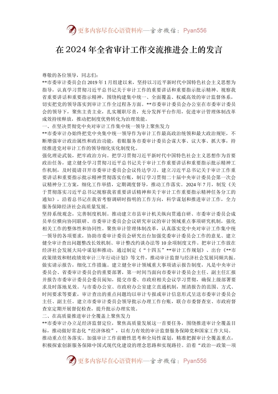 在2024年全省审计工作交流推进会上的发言.docx_第1页