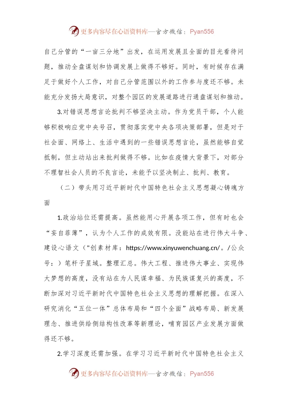 园区领导班子成员2022年度“六个带头”民主生活会对照检查材料.docx_第2页
