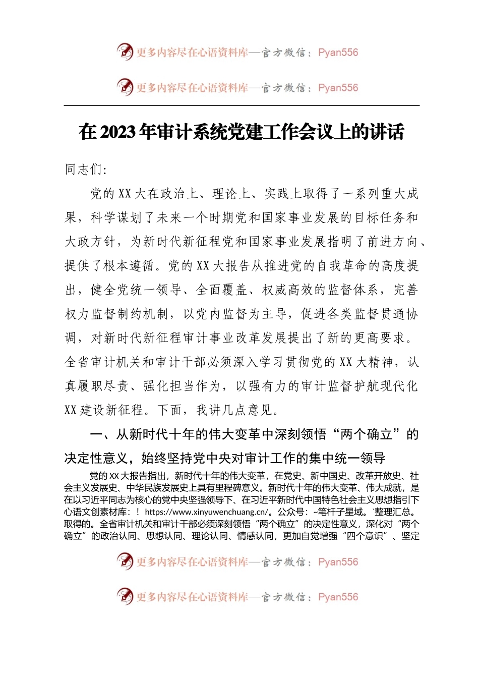 在2023年审计系统党建工作会议上的讲话.docx_第1页