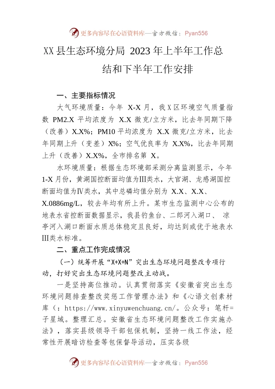 县生态环境分局2023年上半年工作总结和下半年工作安排(20230628).docx_第1页