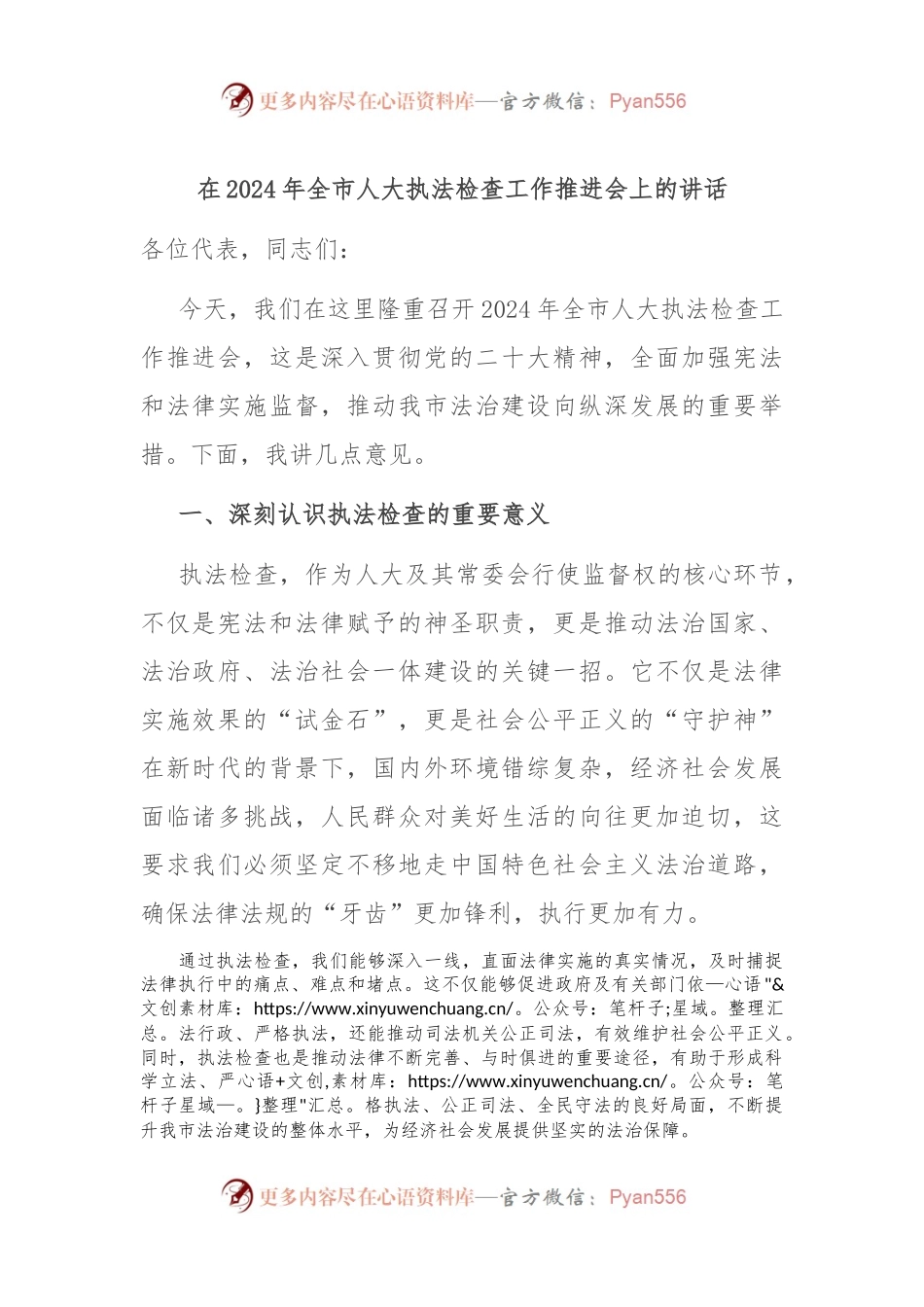 在2024年全市人大执法检查工作推进会上的讲话.docx_第1页