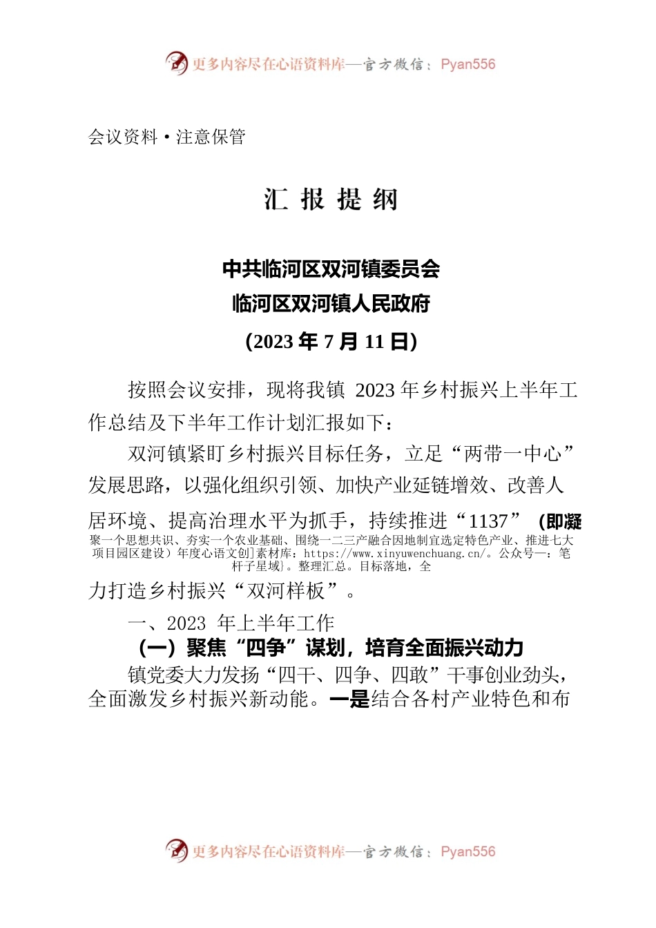 双河镇观摩汇报提纲7.11.docx_第1页