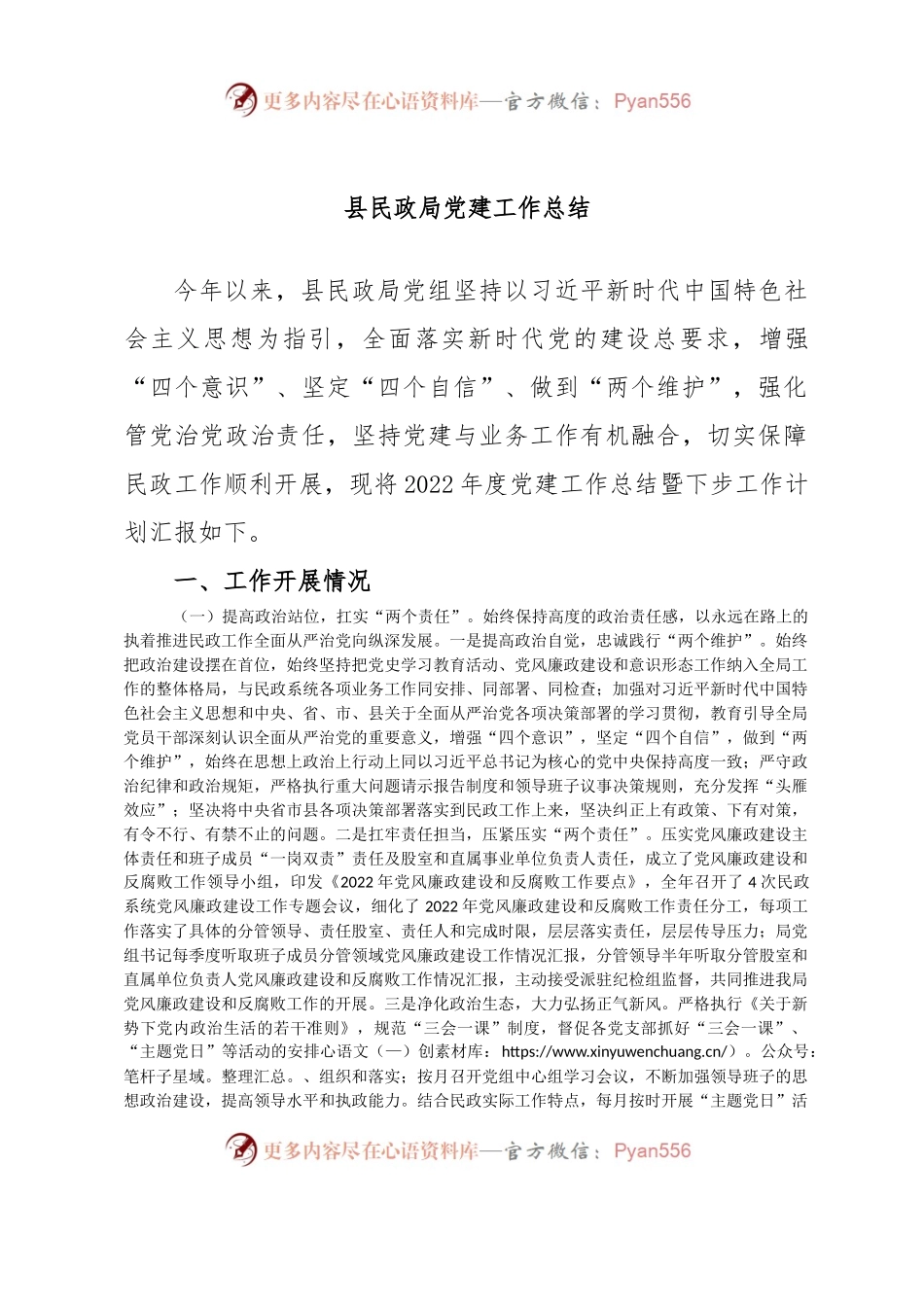 县民政局党建工作总结.docx_第1页