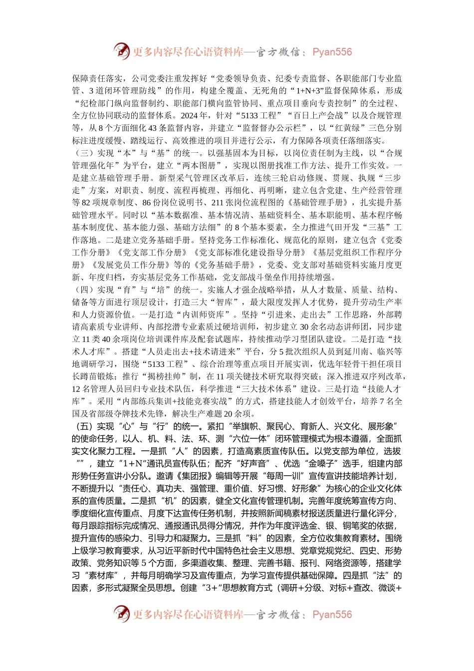 国有能源企业2024年度落实全面从严治党主体责任情况的报告.docx_第2页