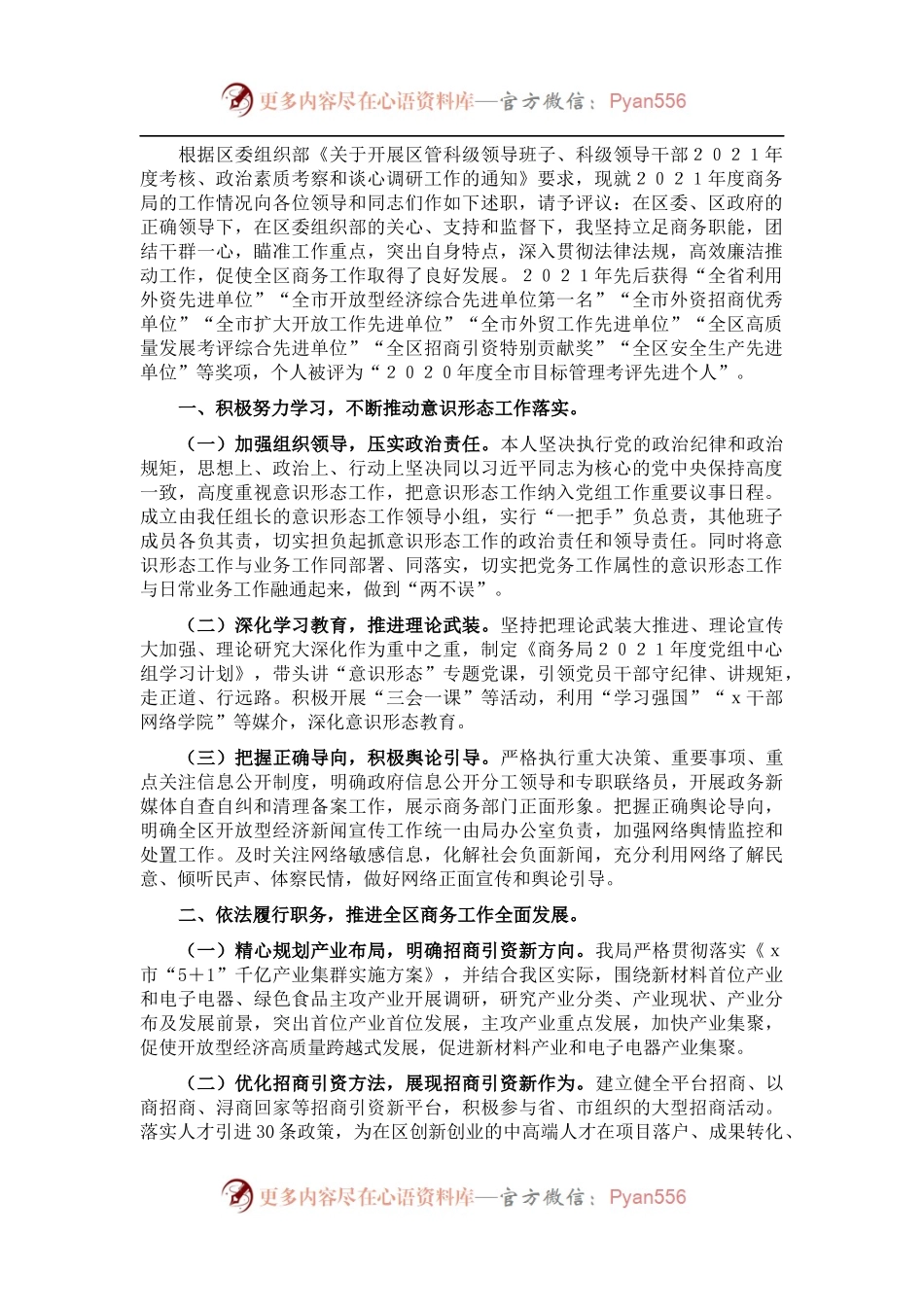 商务局党组书记、局长述职报告.docx_第1页