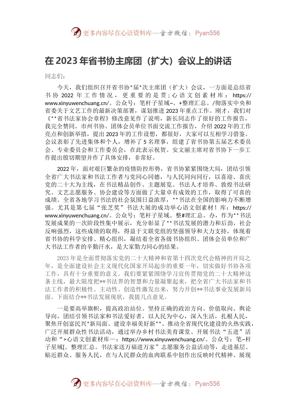 在2023年省书协主席团（扩大）会议上的讲话.docx_第1页
