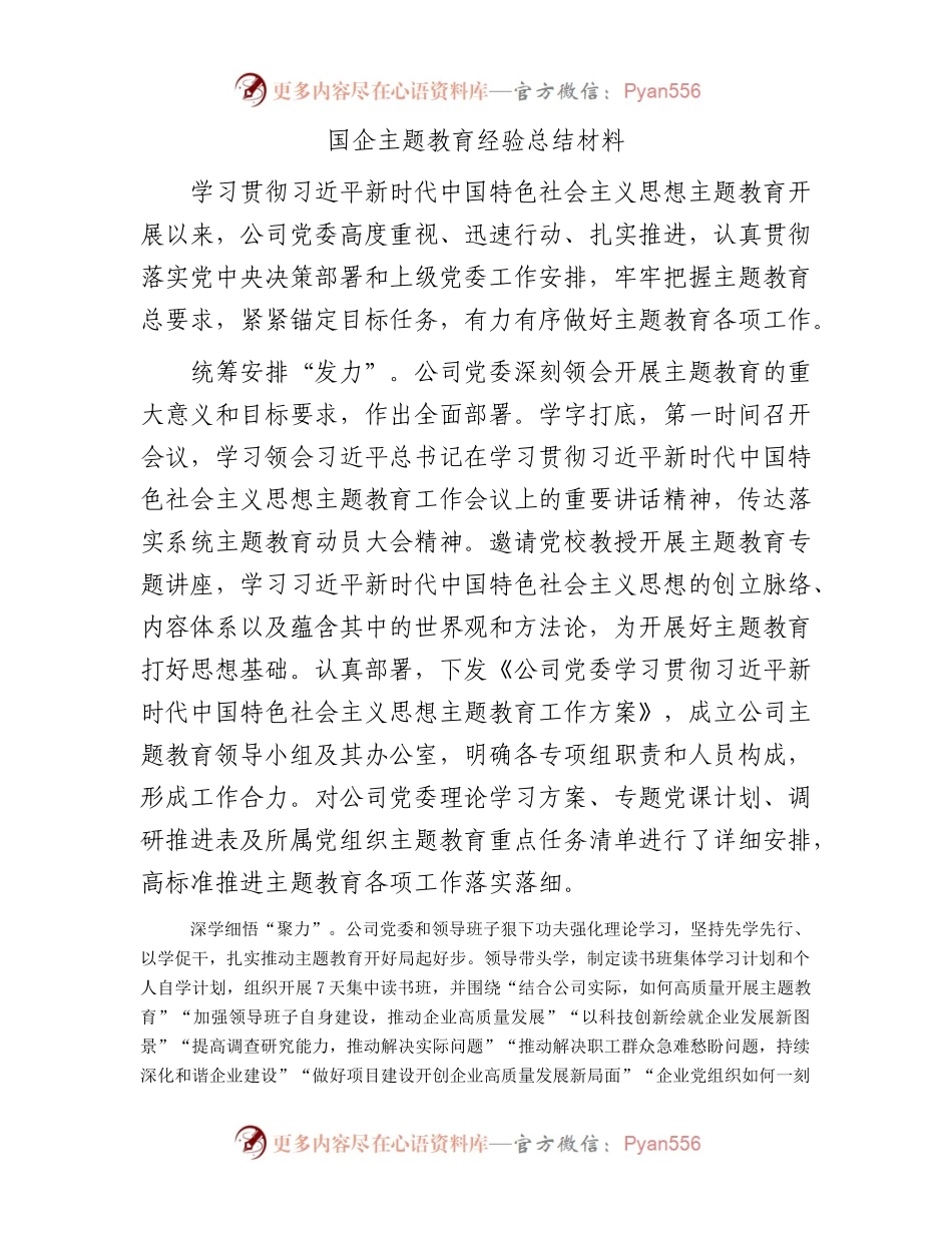 国企主题教育经验总结材料.docx_第1页