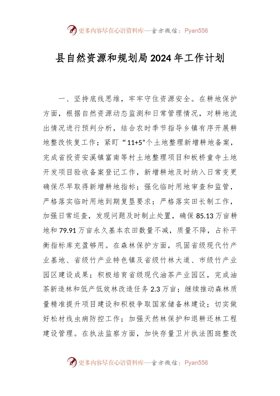 县自然资源和规划局2024年工作计划.docx_第1页