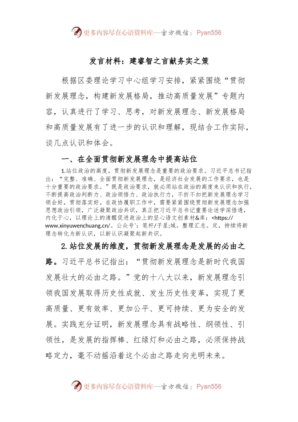 发言稿材料：建睿智之言 献务实之策.docx_第1页