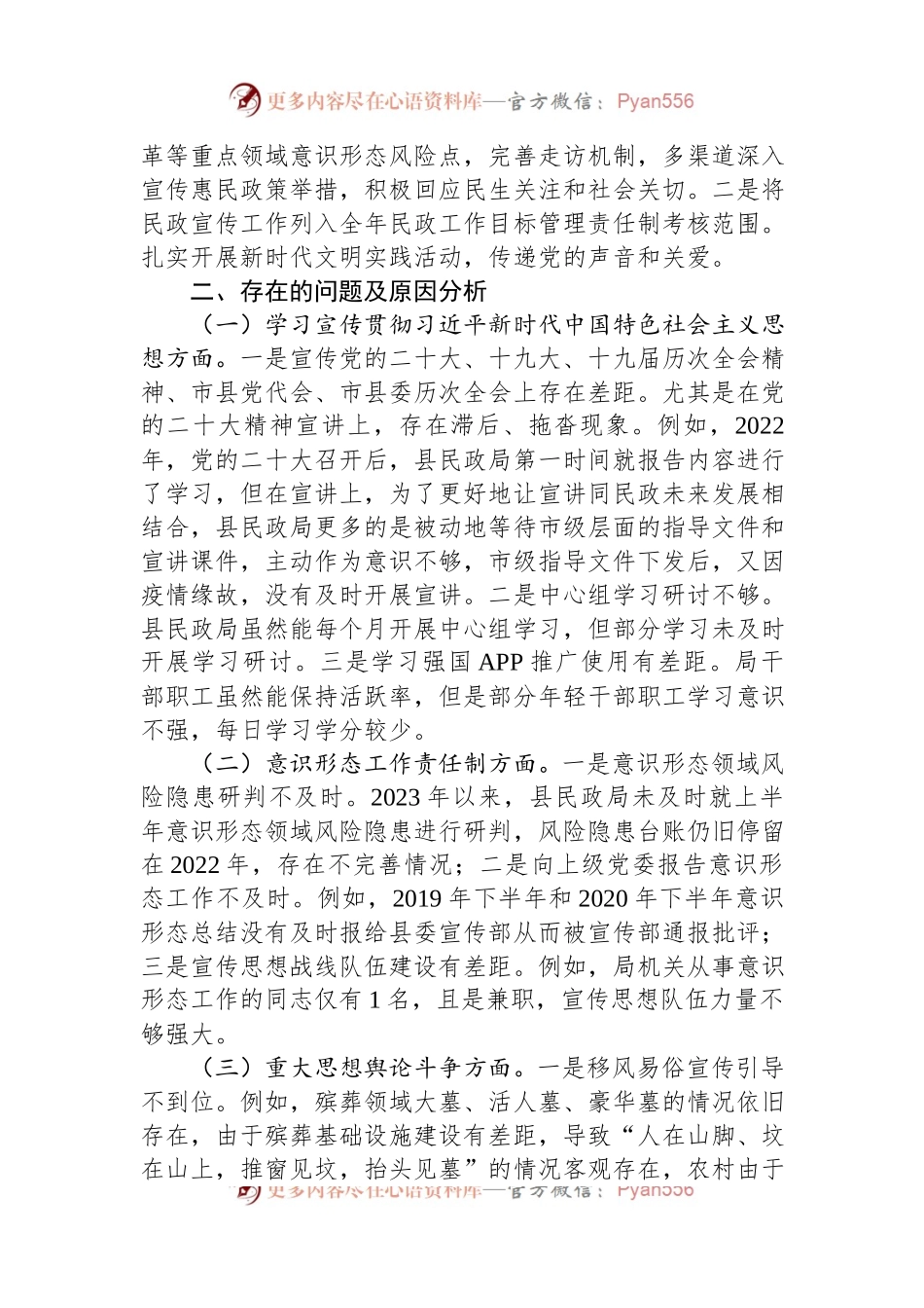 县民政局党组关于意识形态工作责任制落实情况的自查报告.docx_第2页