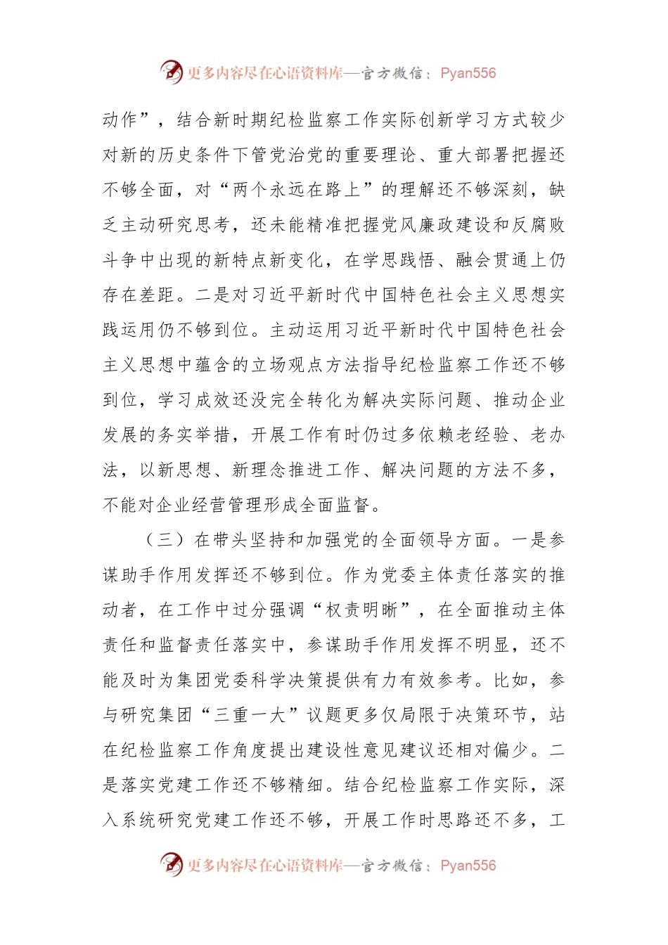 国企公司纪委书记2022年度民主生活会个人对照检查材料.docx_第2页