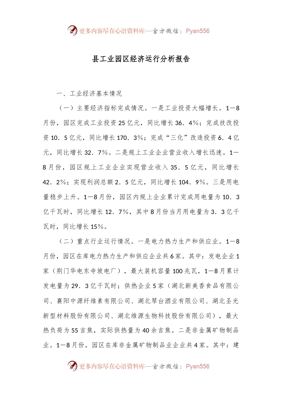 县工业园区经济运行分析报告.docx_第1页