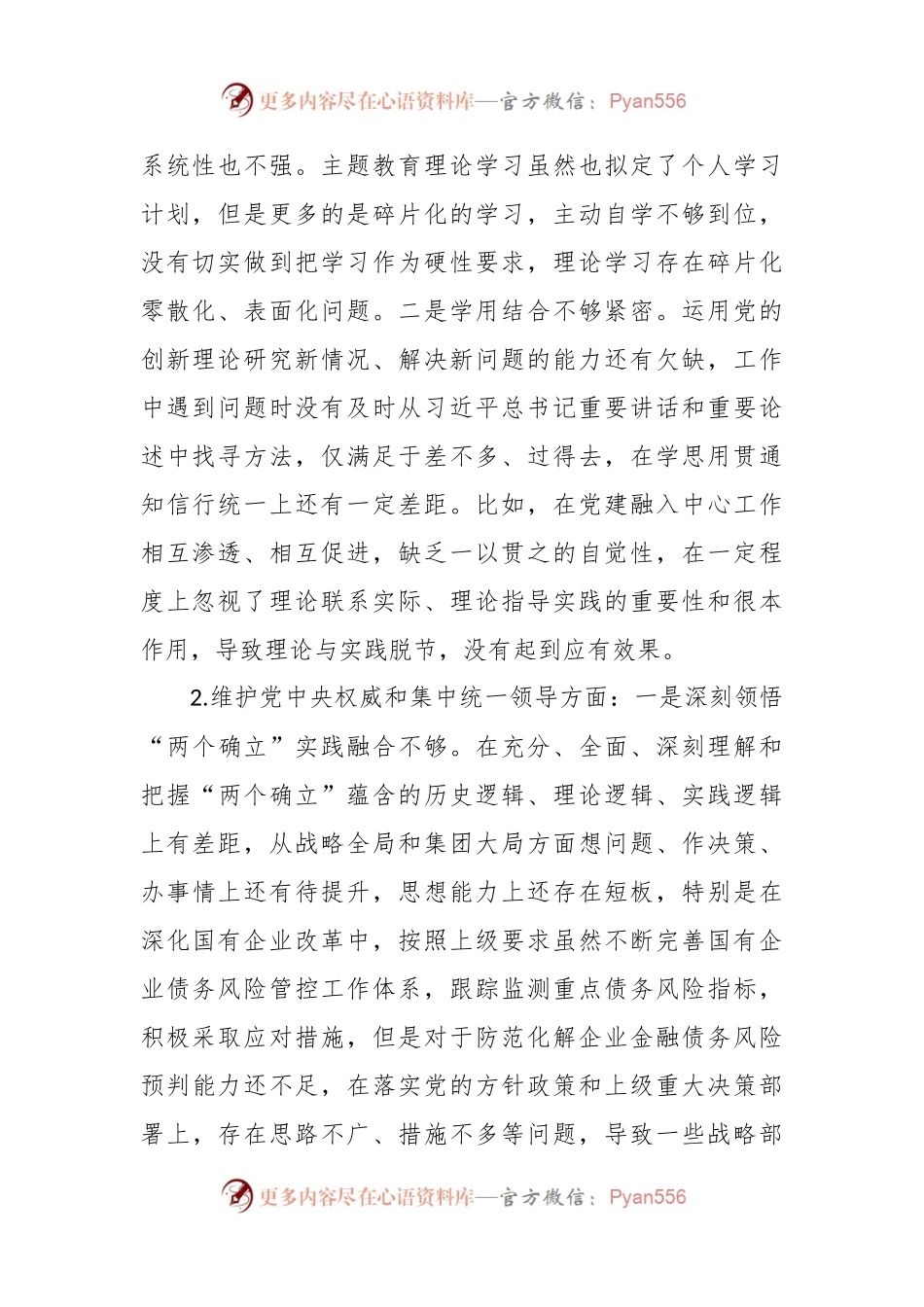国企党委书记、董事长主题教育专题民主生活会发言稿提纲.docx_第2页