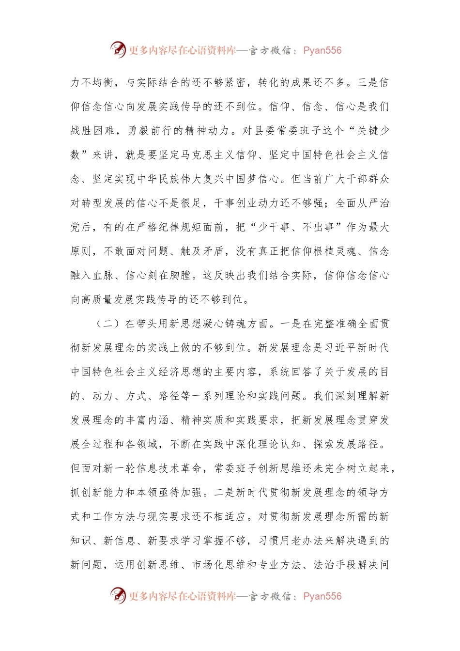 县委常委班子2022年度民主生活会 “六个带头”对照检查材料（5725字）.docx_第2页