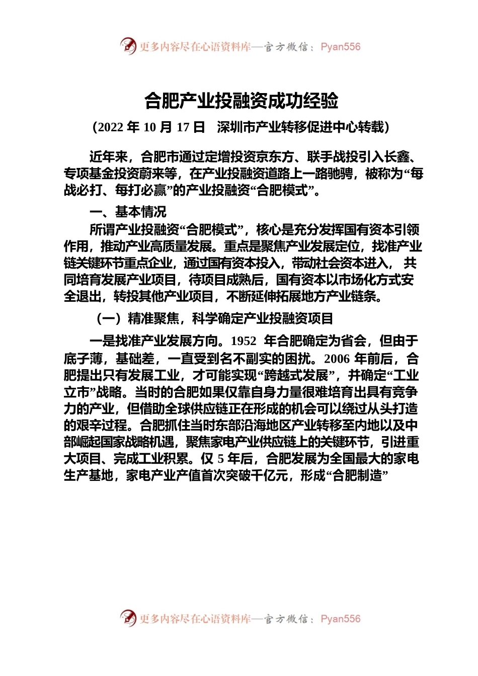 合肥产业投融资成功经验.docx_第1页