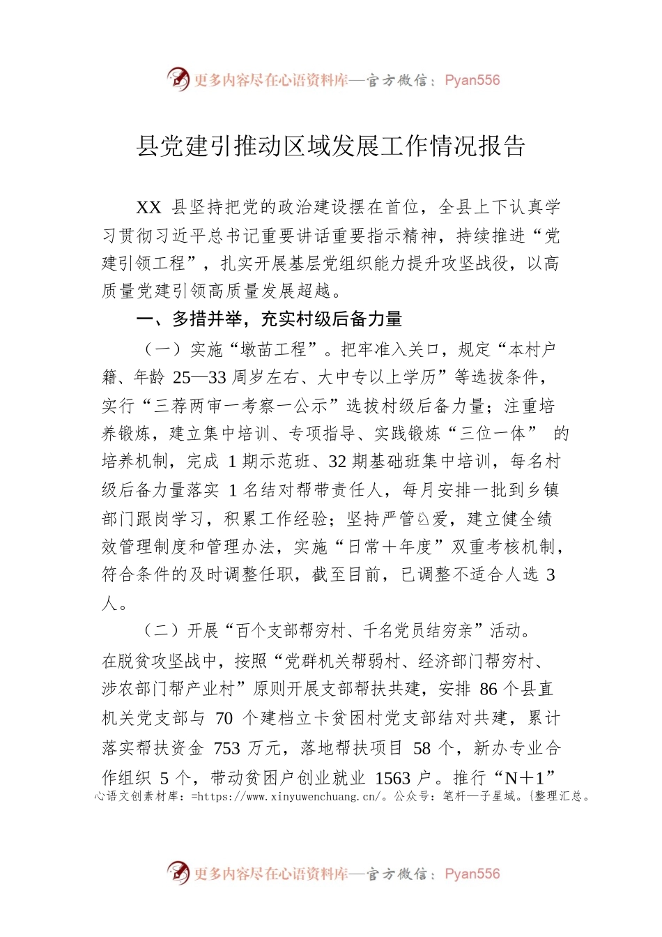 县党建引推动区域发展工作情况报告.docx_第1页