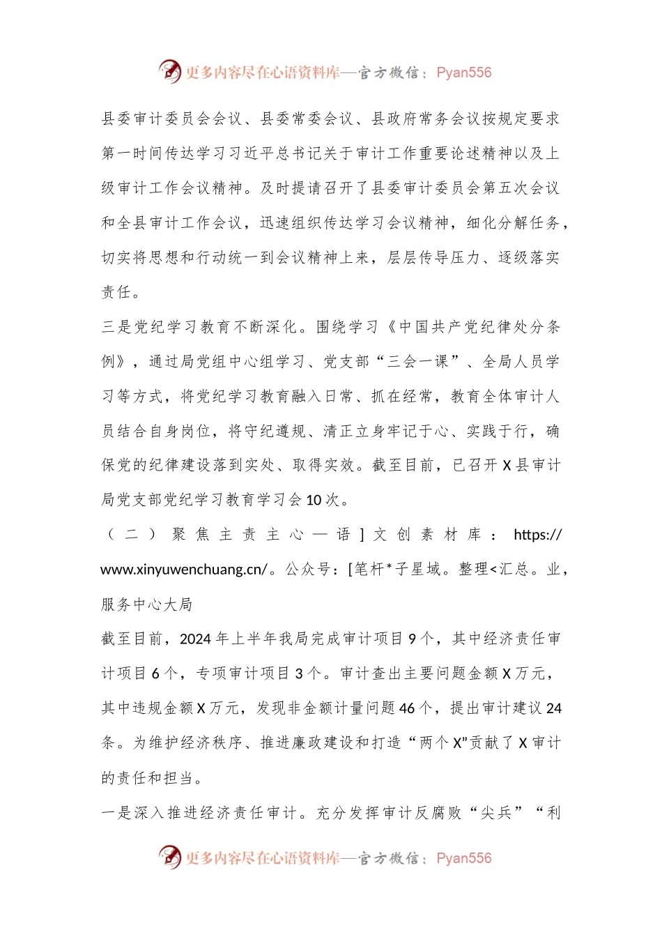 县审计局2024年上半年工作总结、下半年及今后一段时间工作计划.docx_第2页