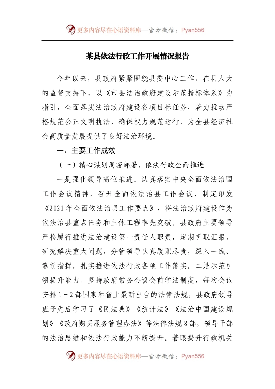 县依法行政工作开展情况报告.docx_第1页