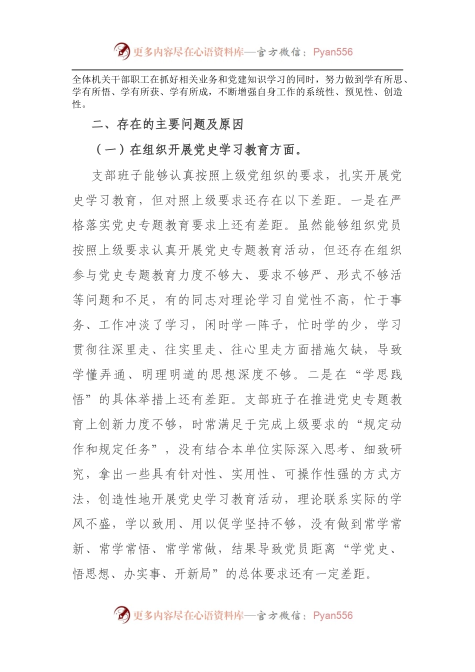 县人大常委会机关支部党史学习教育专题组织生活会班子对照检查材料（5）.docx_第2页
