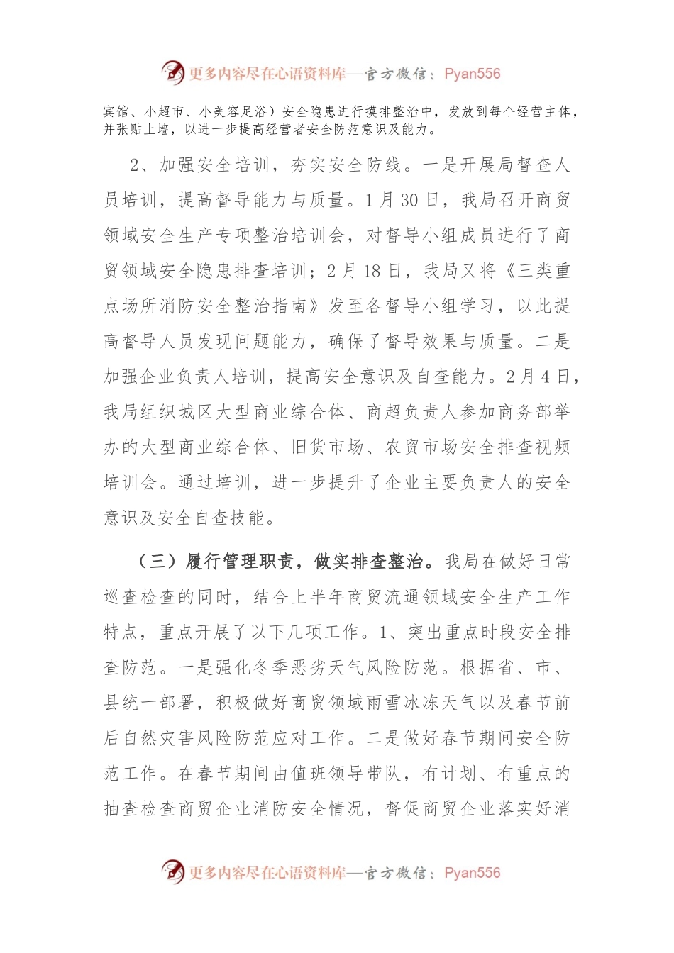 县商务领域2024年上半年安全生产工作总结.docx_第2页