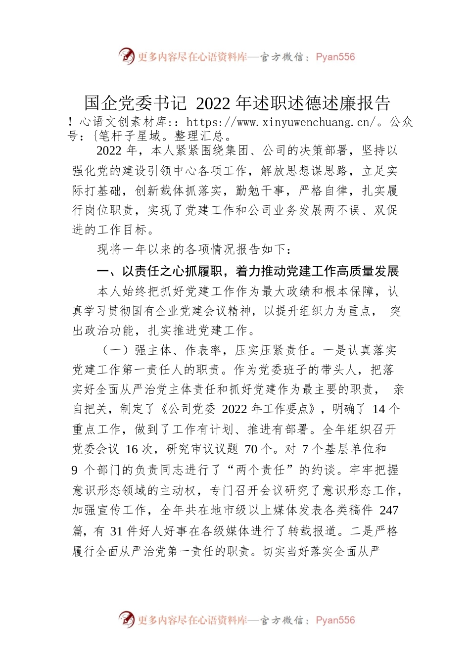 国企党委书记2022年述职述德述廉报告.docx_第1页