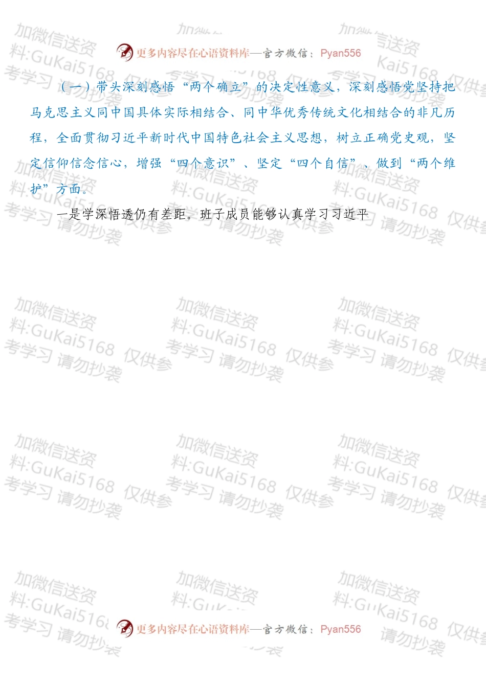 县政府党组班子202X年度专题民主生活会对照检查材料（五个带头）.docx_第2页