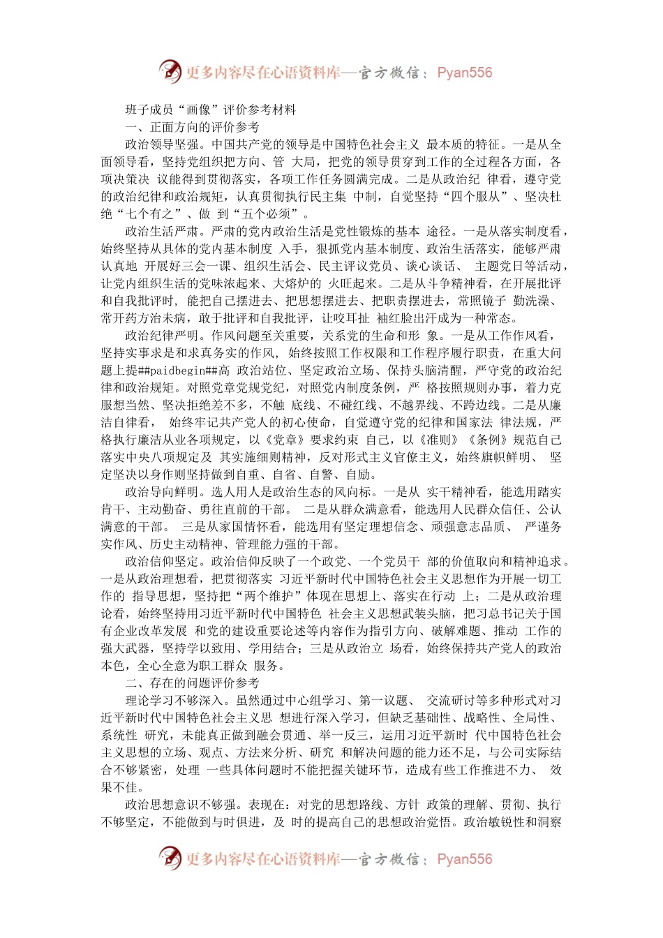 国企公司班子成员个人“画像”评价参考材料..docx_第1页