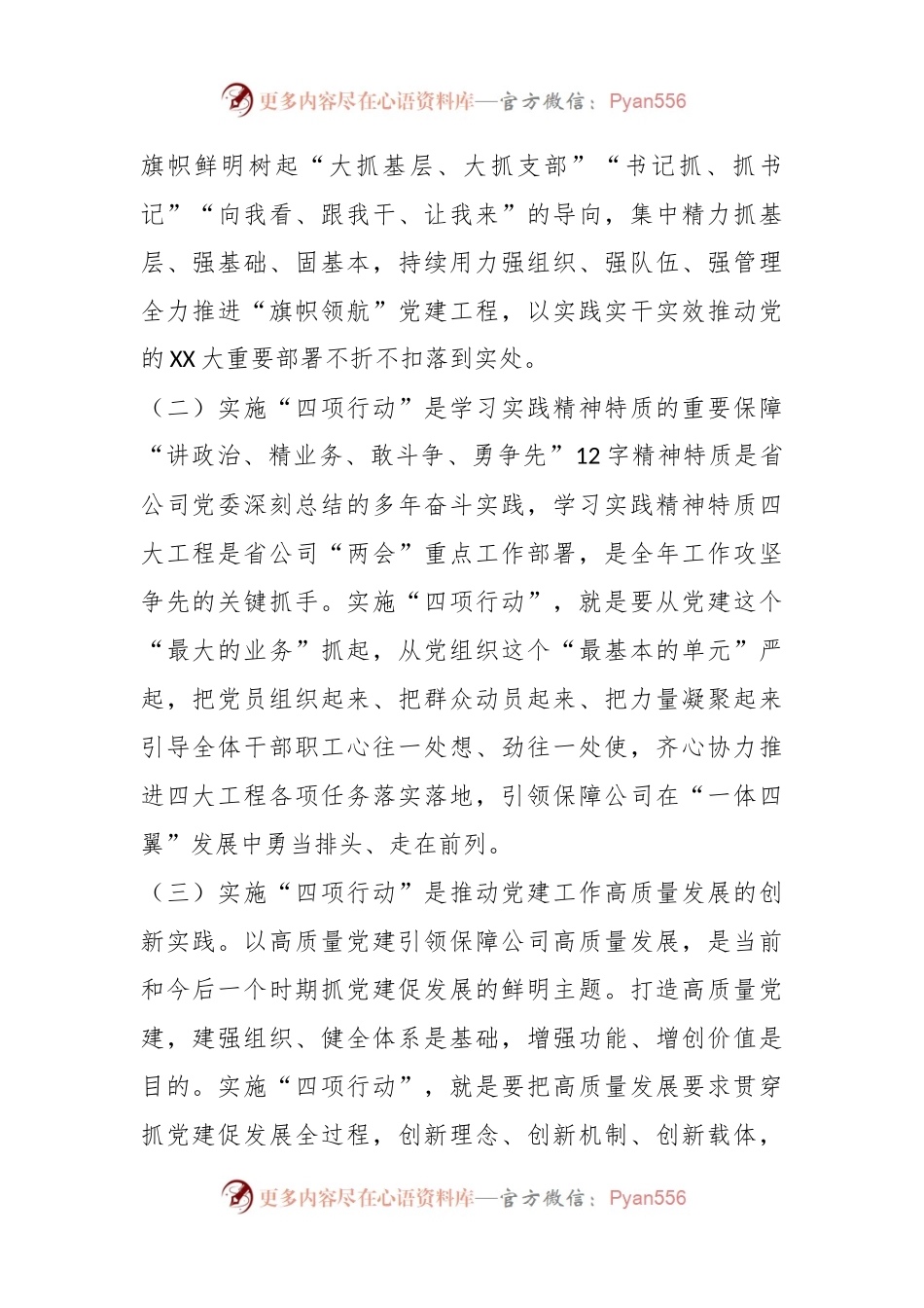 国有企业关于深入开展“四项行动”全面增强党组织政治功能和组织功能的实施意见.docx_第2页