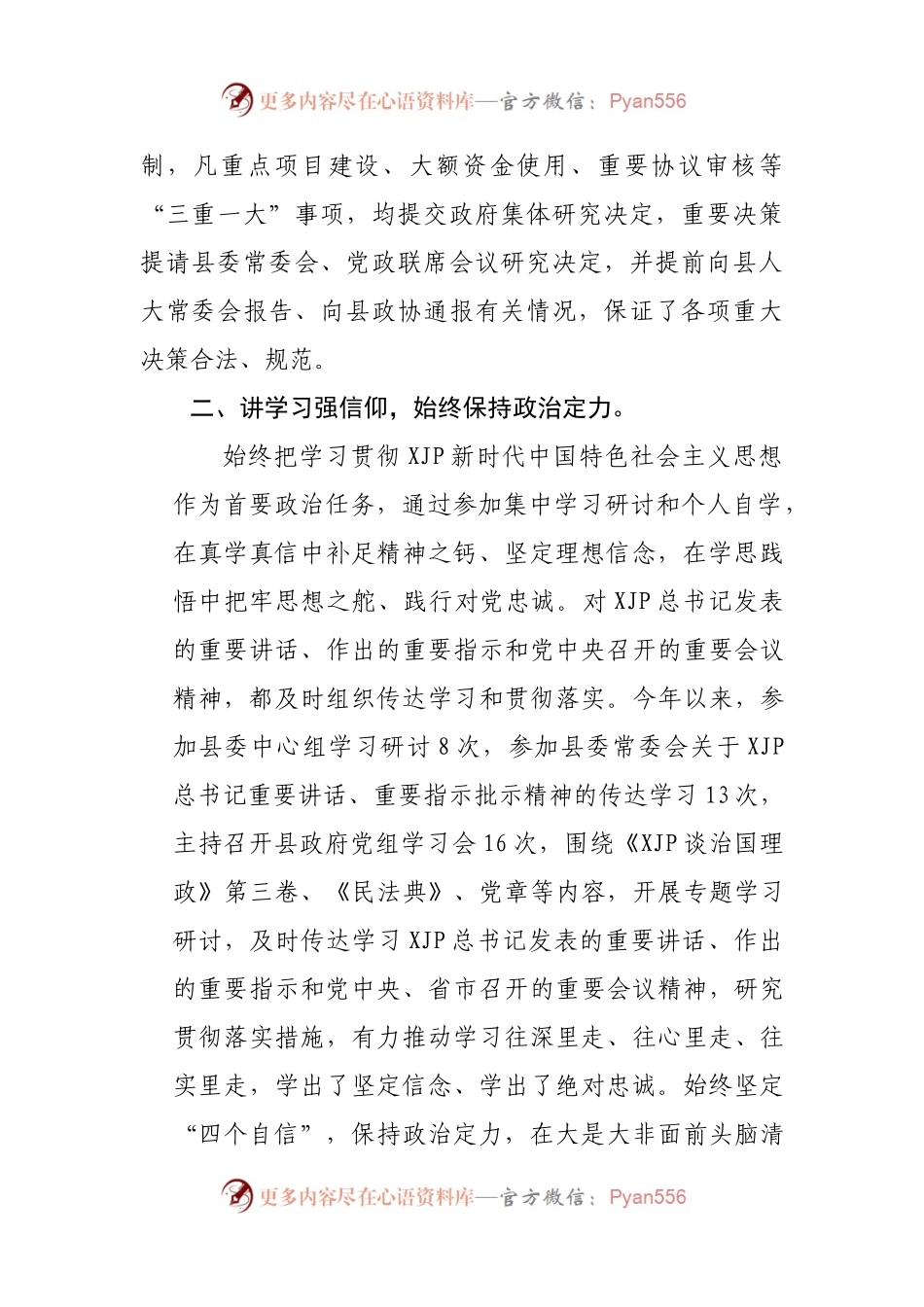 县长领导干部政治素质考察自评报告.docx_第2页