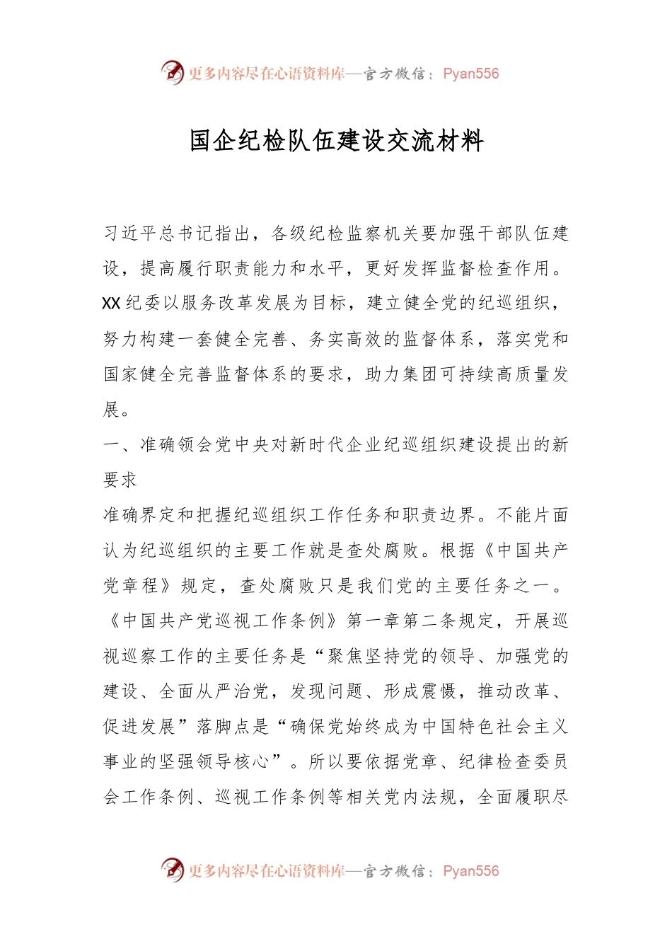 国企纪检队伍建设交流材料.docx_第1页