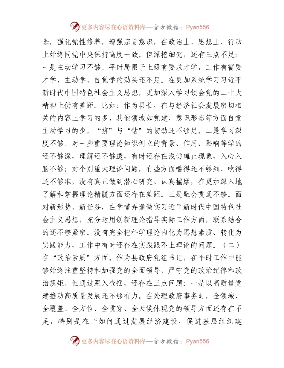县长2023年主题教育专题民主生活会个人对照检查材料(1).docx_第2页