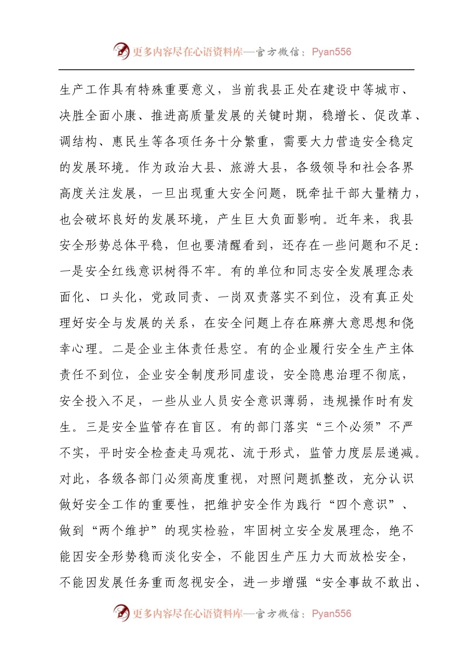 县长在2021年全县第四季度防范安全事故例会上的讲话发言材料.docx_第2页