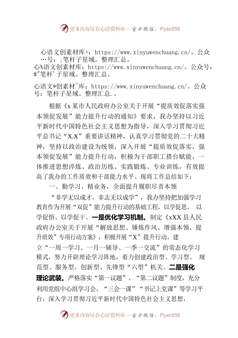 县人民政府办公室关于“双促”能力提升行动工作总结.docx_第1页
