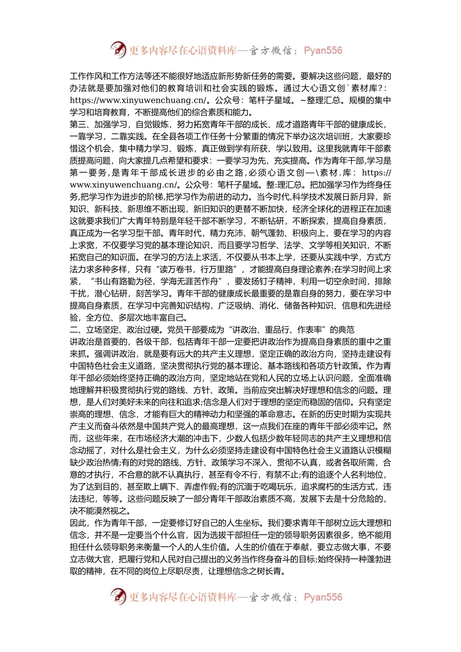 县领导在青年干部培训班上的发言.docx_第2页