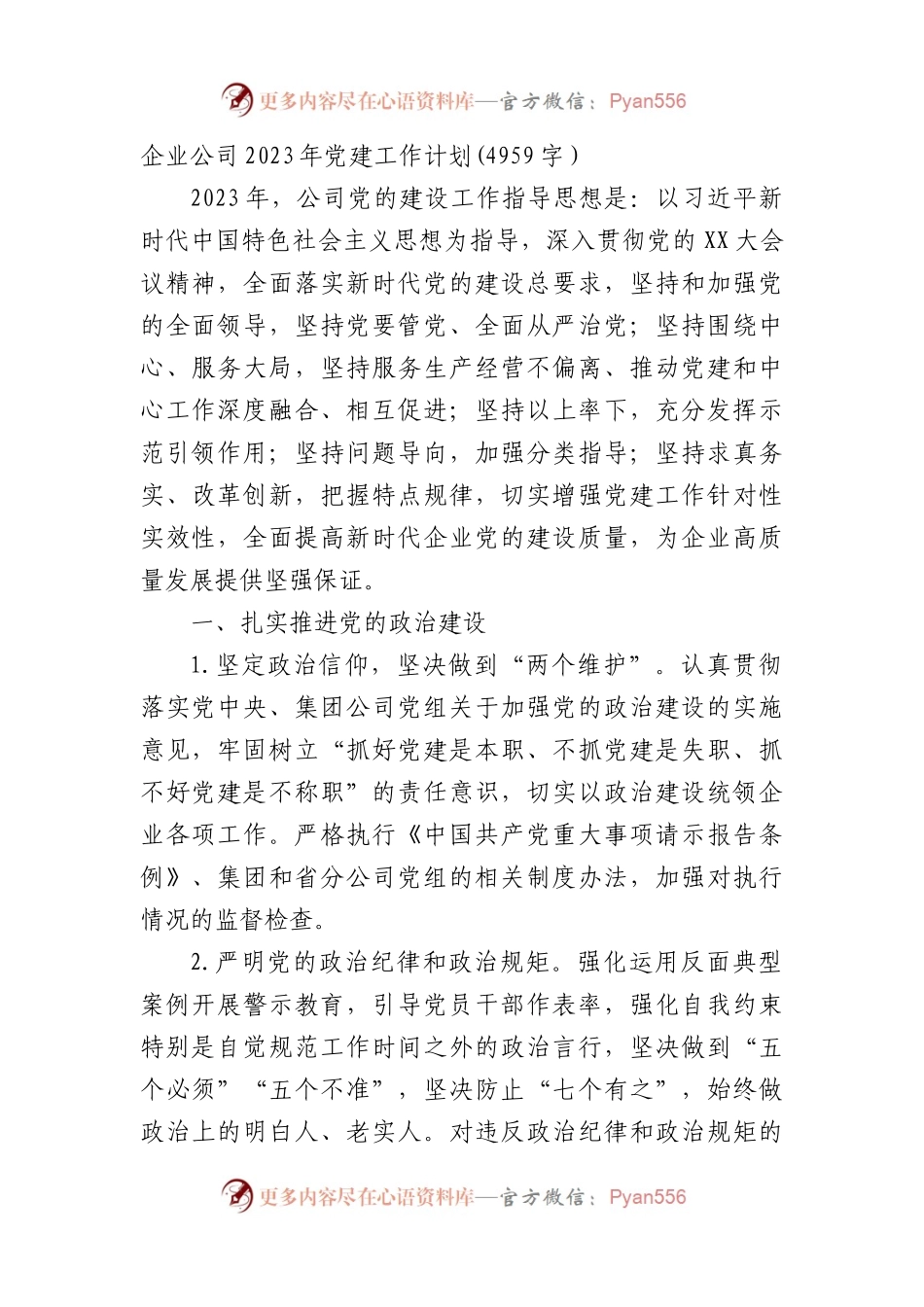 国企公司2023年党建工作计划要点.docx_第1页