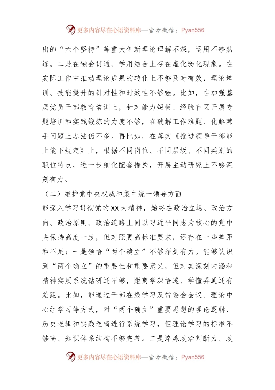 县委组织部长2023年度专题民主生活会对照检查材料（新6个对照方面）.docx_第2页