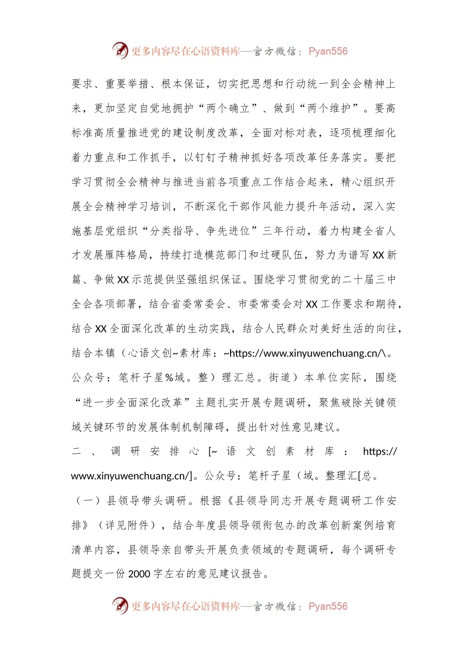 县领导关于围绕学习贯彻党的二十届三中全会精神开展专题调研的工作方案.docx_第2页