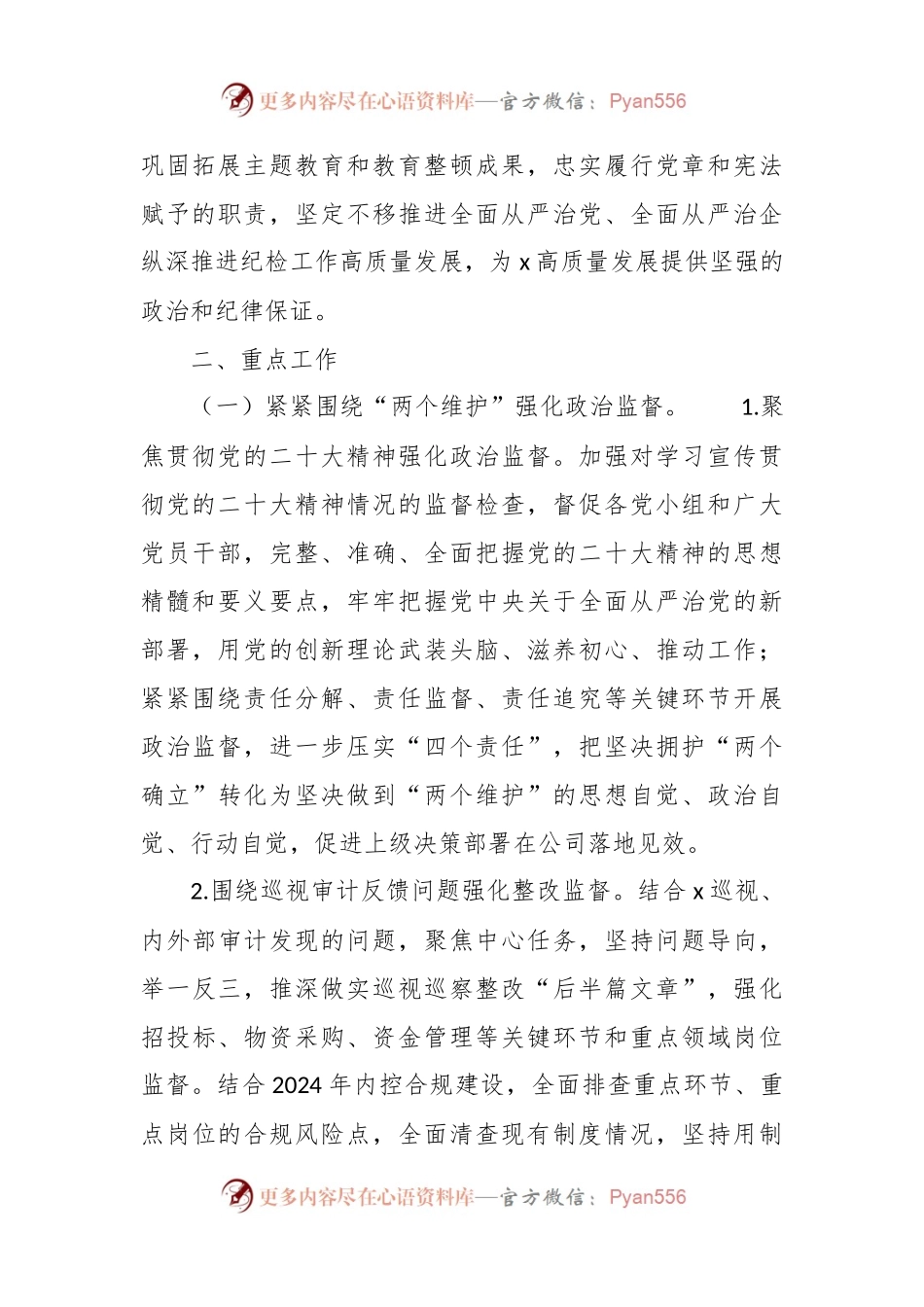 国企公司2024年纪检监察工作计划.docx_第2页