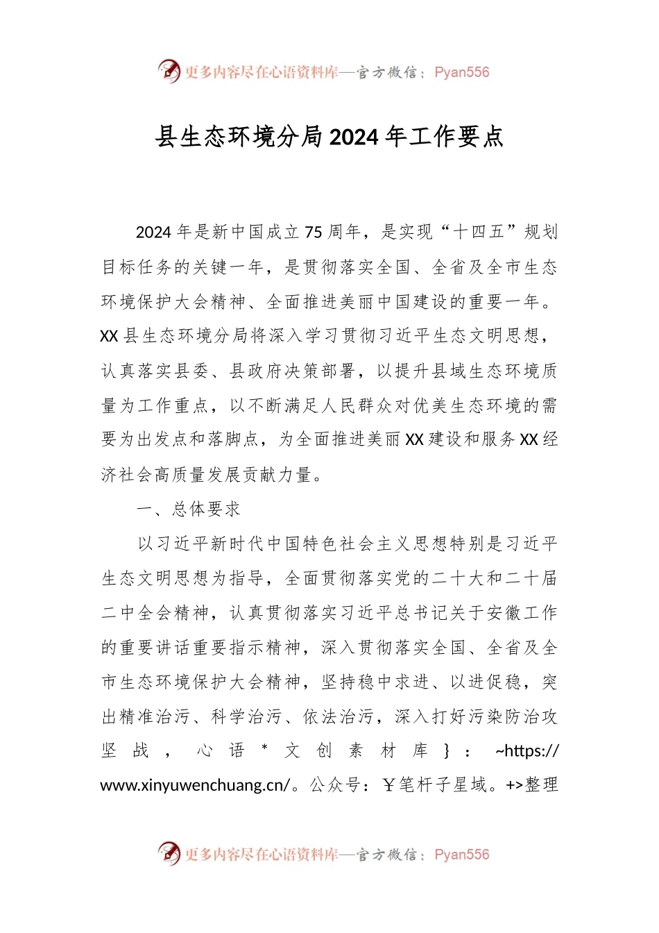 县生态环境分局2024年工作要点.docx_第1页
