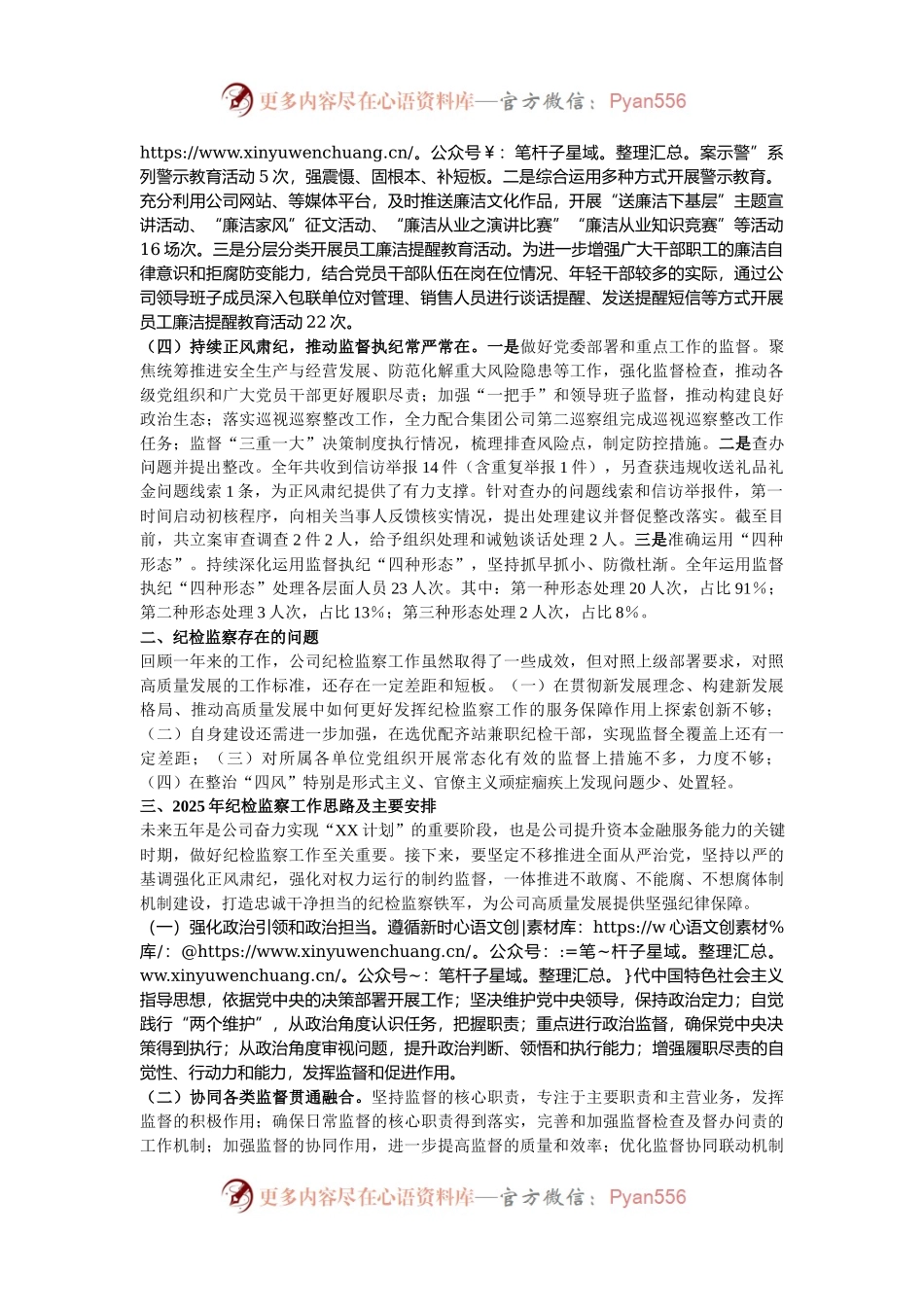 国有企业2024年度纪检监察工作总结及下一步工作计划.docx_第2页