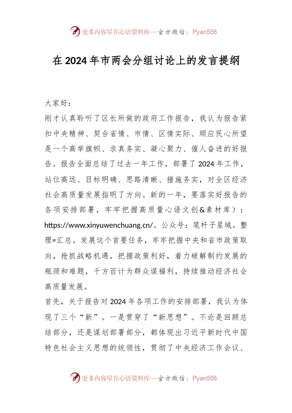 在2024年市两会分组讨论上的发言稿提纲.docx_第1页