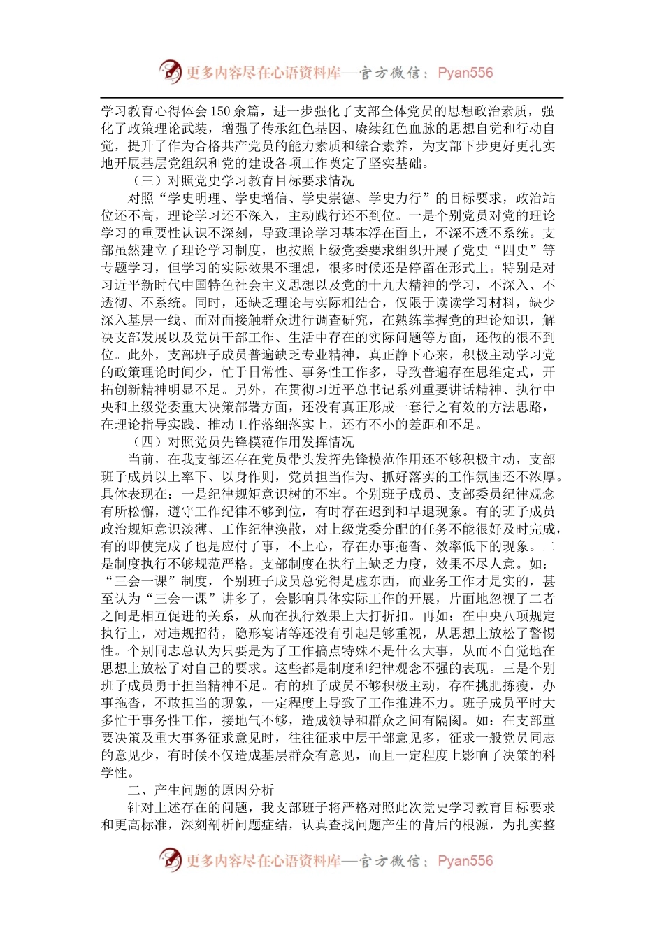 县直机关党支部班子党史学习教育专题组织生活会对照检查材料（5）.docx_第2页