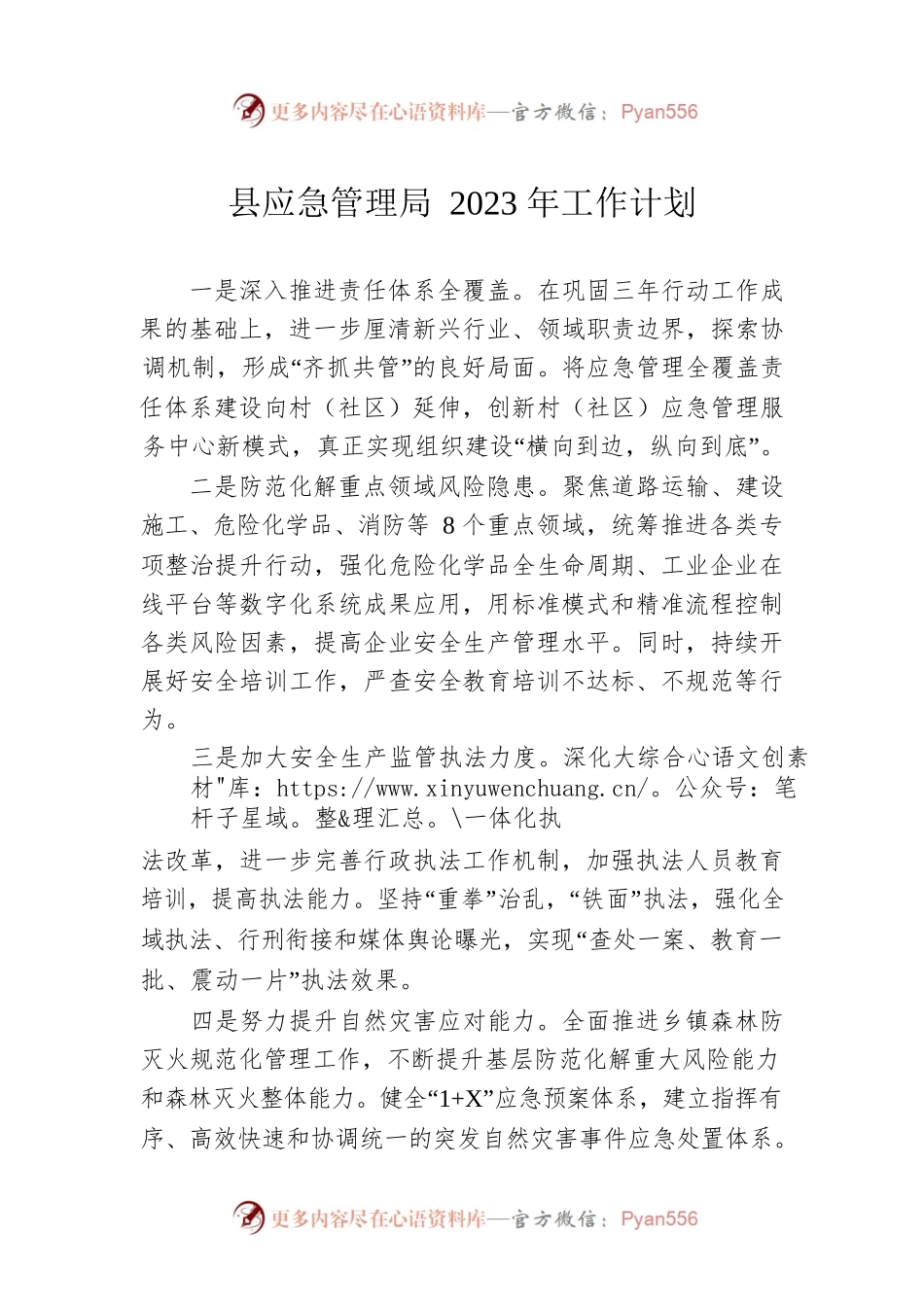 县应急管理局2023年工作计划0.docx_第1页