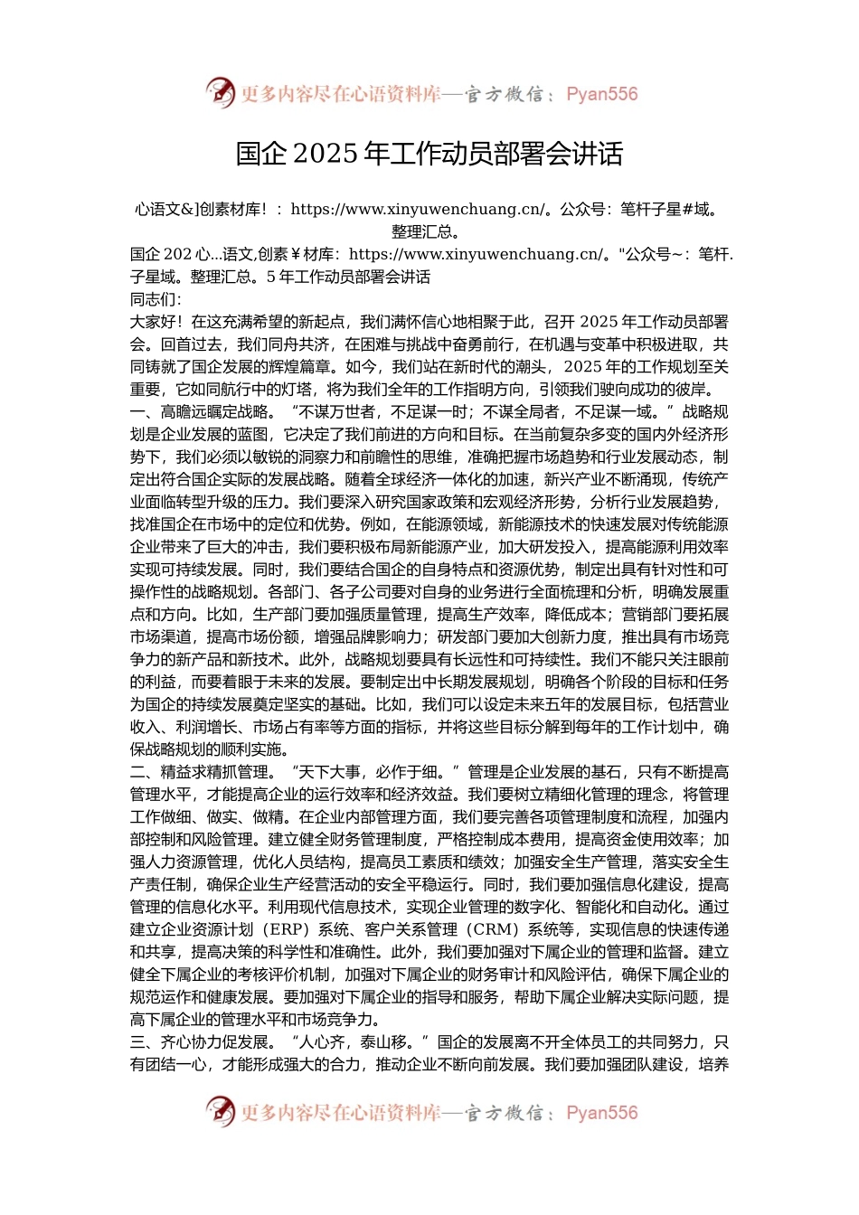 国企2025年工作动员部署会讲话.docx_第1页