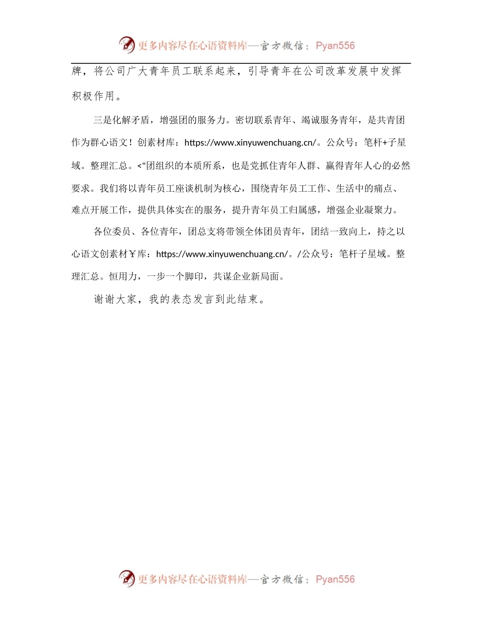 团支部书记任前表态发言.docx_第2页