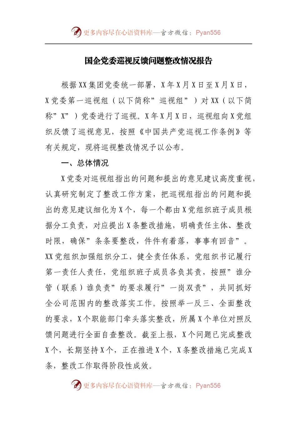 国企公司党委巡视反馈问题整改情况报告.docx_第1页