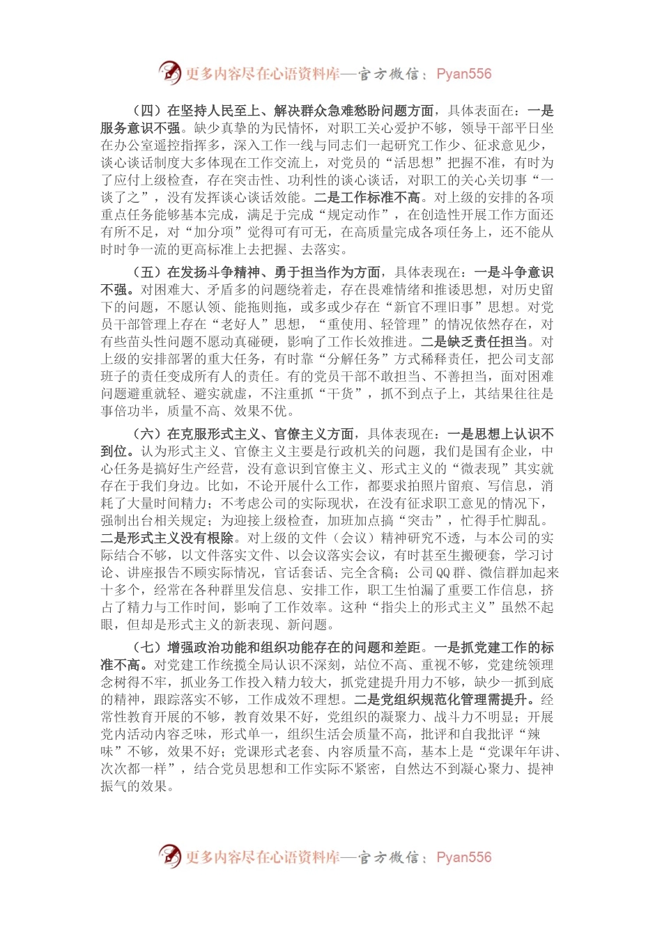 国企公司党支部班子组织生活会对照检查材料.docx_第2页