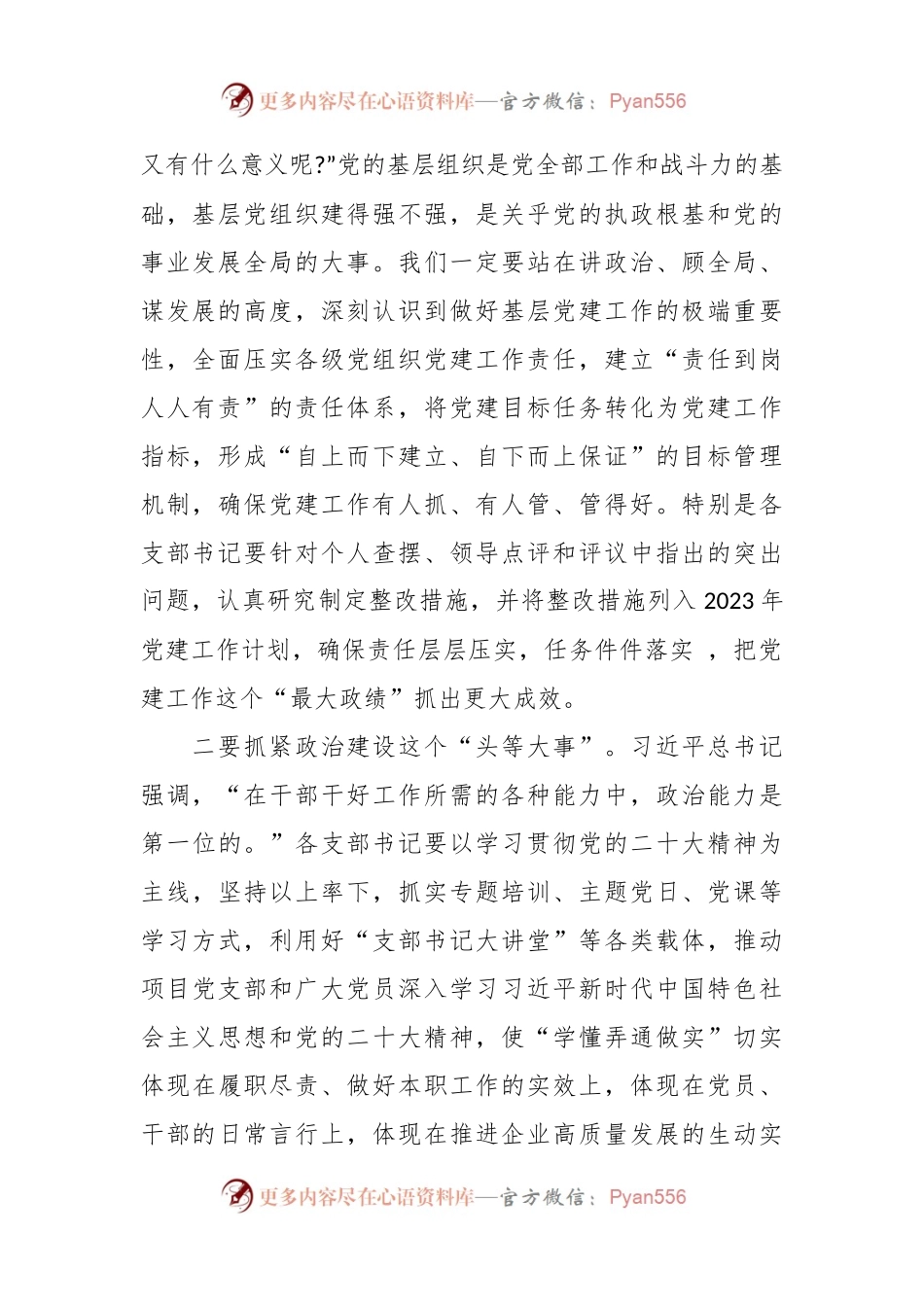 在2022年度公司党支部书记抓基层党建述职评议会议上的讲话稿.docx_第2页
