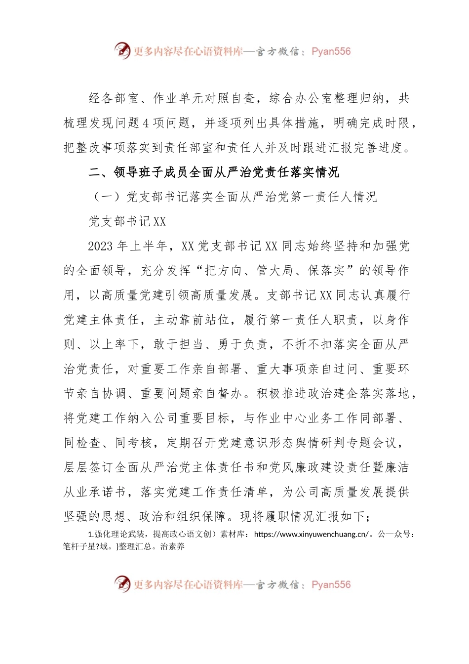 国企党支部2023年落实全面从严治党（党建）责任年中自查报告.docx_第2页