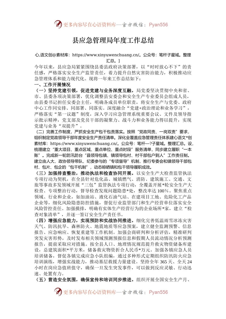 县应急管理局年度工作总结.docx_第1页